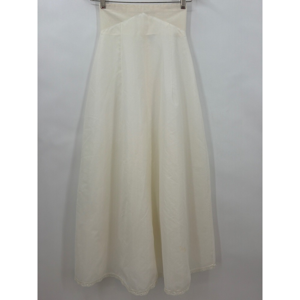 Vtg Merry Modes White High Waist Maxi Crinoline Slip Petticoat Tulle Lace Trim